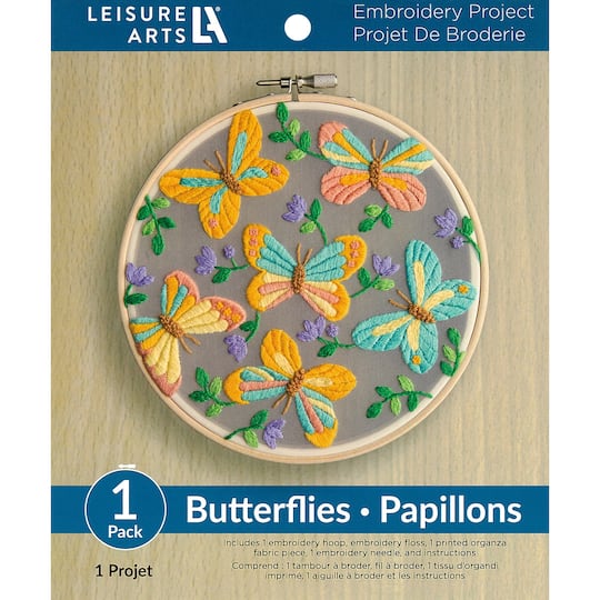 Leisure Arts&#xAE; 6&#x22; Butterfly Embroidery Kit